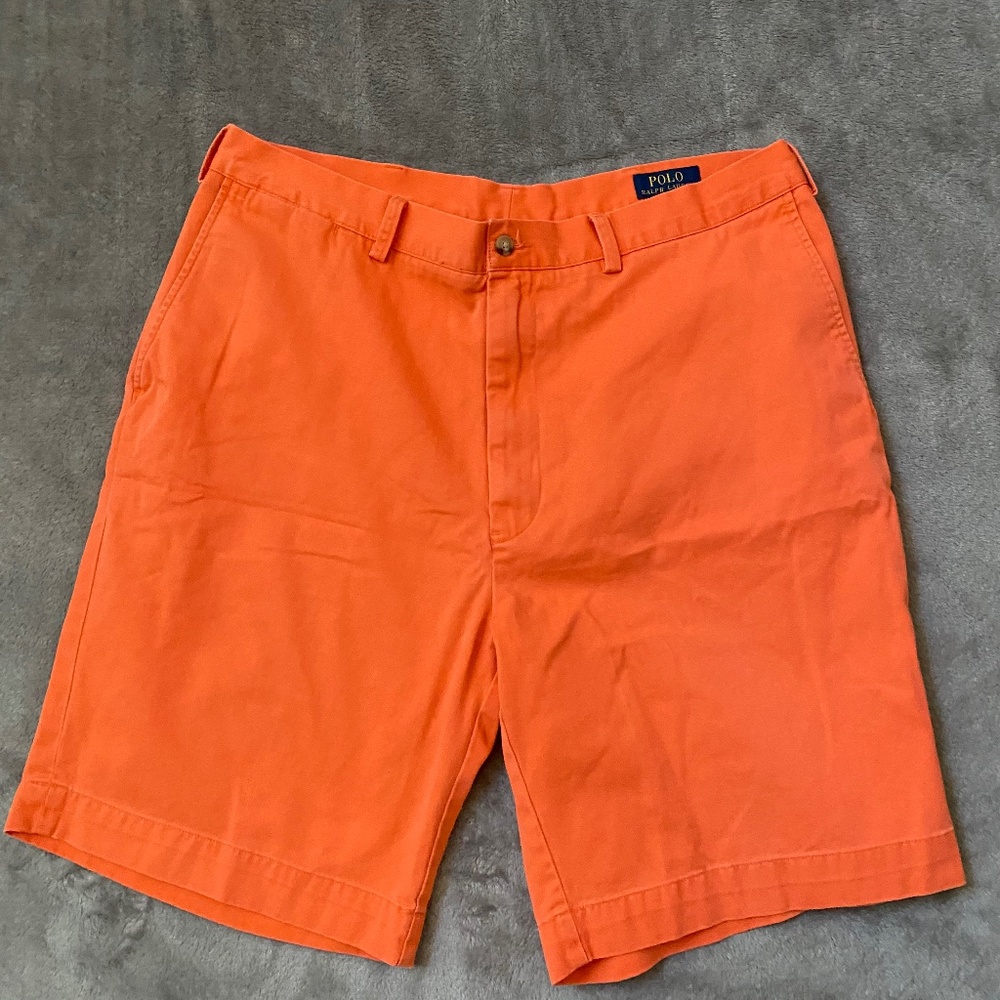 Polo Ralph Lauren men’s classic fit chino shorts. Orange.